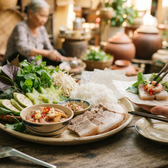 Mắm tôm chua ăn kèm thịt luộc và rau sống thế nào cho tròn vị?