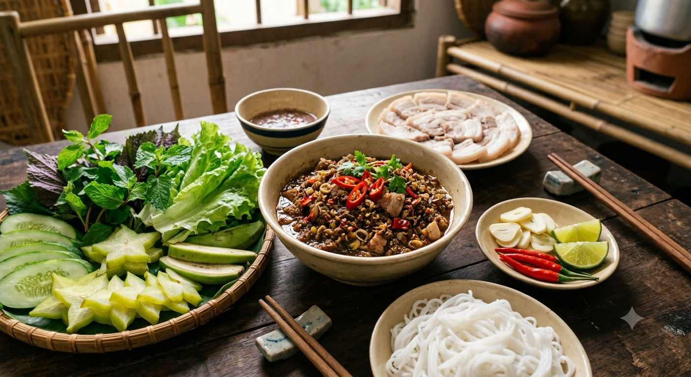 Các món ăn kèm trực tiếp giúp mắm ruốc xào sả ớt phát huy trọn vẹn hương vị